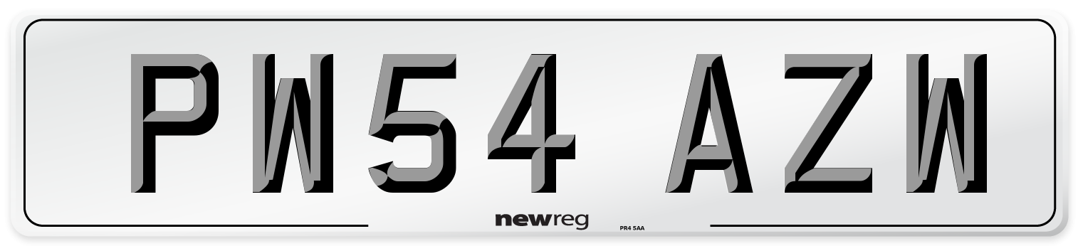 PW54 AZW Number Plate from New Reg